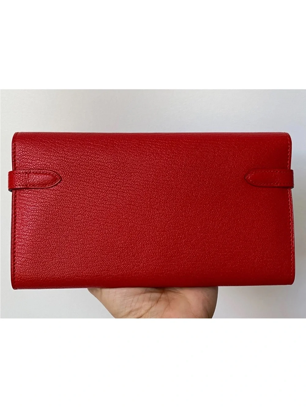 $4.5K Hermès Kelly Long WALLET Rouge Tomato GOLD Hardware Red Leather New